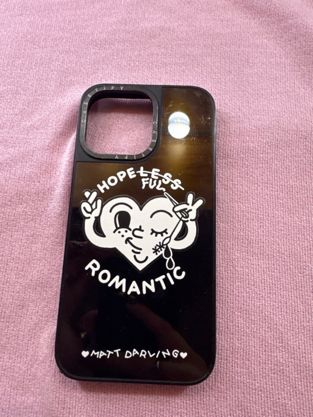 Black 'Hopeless Romantic' Graphic iPhone Case by
